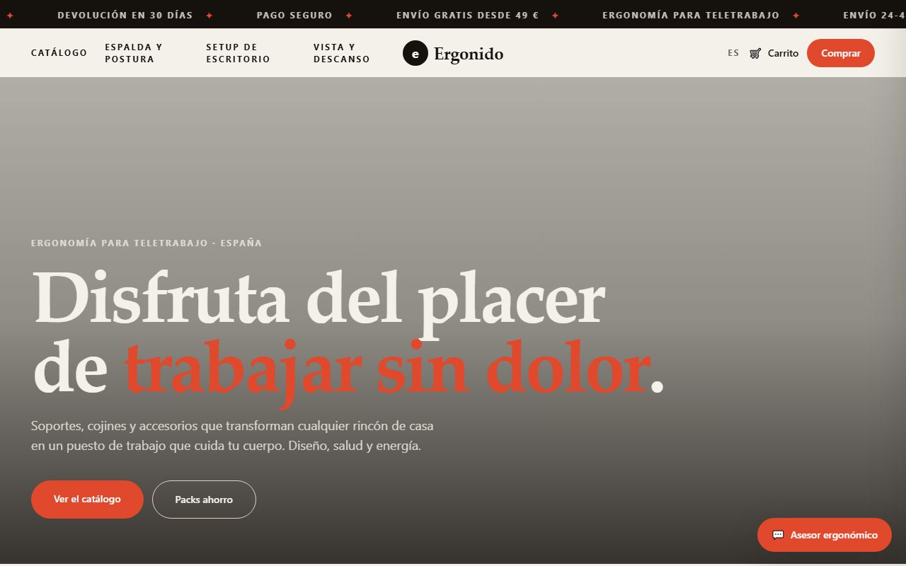 Tienda de Ergonido: mobiliario y accesorios ergonómicos para trabajar sin dolor