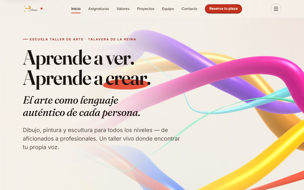 Web de E-Velayos, escuela taller de arte en Talavera de la Reina