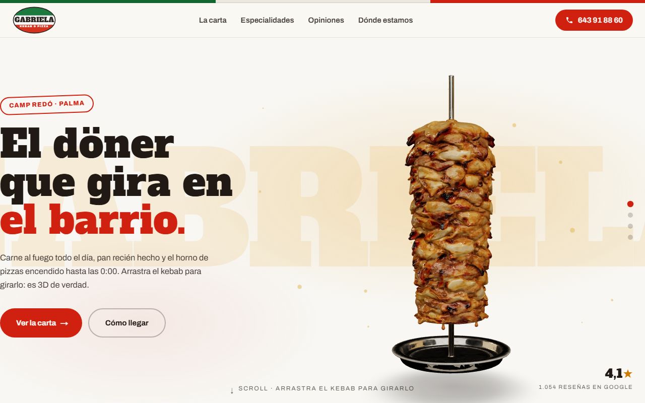 Web de Kebab y Pizza Gabriela, restaurante en Camp Redó, Palma