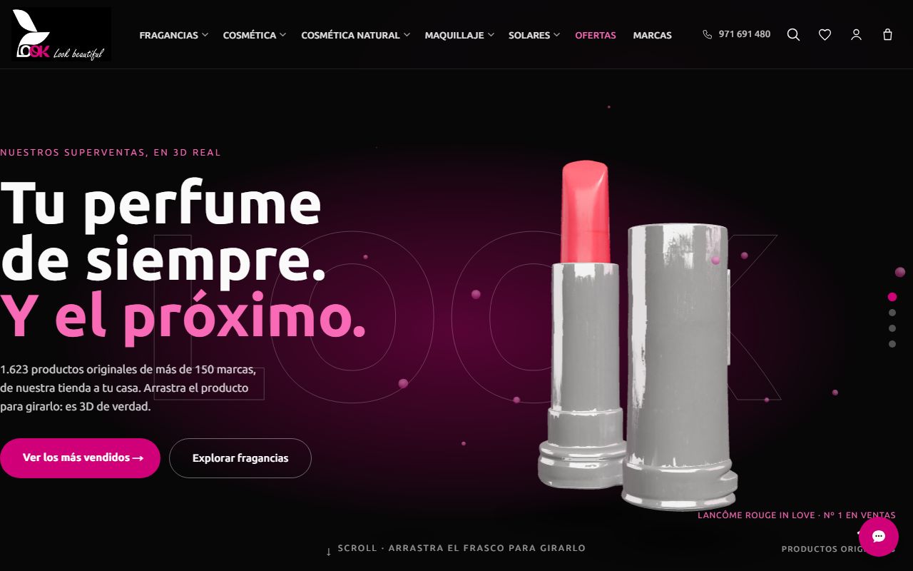 E-commerce de Perfumes Look, perfumería en Calvià desde 1981, con chat de IA